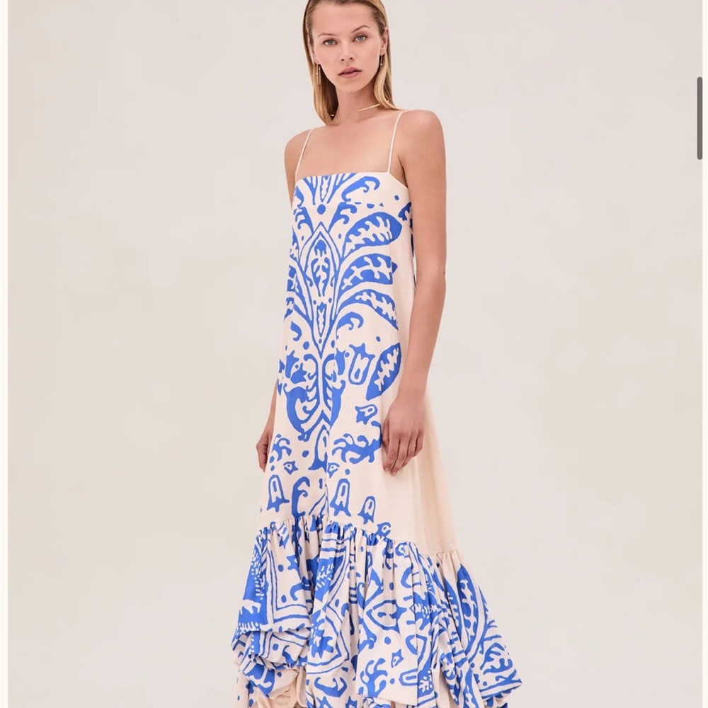 Alexis Strapless Blue and Cream Dress